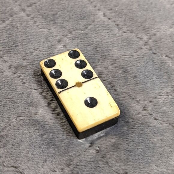 Antique Bone & Ebony w/ Brass Tac Domino Brooche - Picture 3 of 9